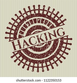 Red Hacking distress grunge style stamp