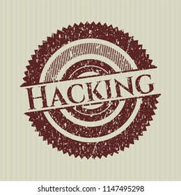 Red Hacking distressed grunge style stamp