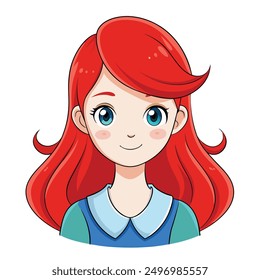 red hair anime girl, vector