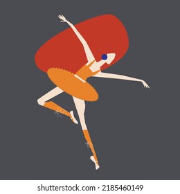 The red hair ballerina in orange suite.