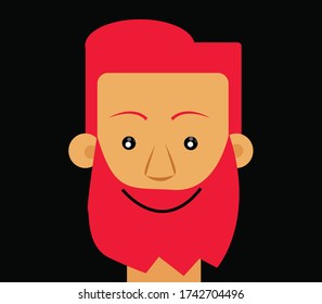  red hair and red beard man vector illustration.