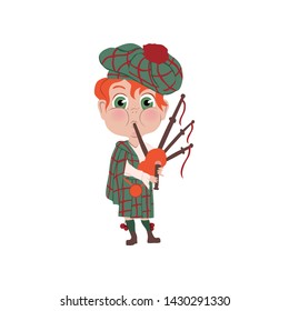 Red hair boy with striped hat scottish nation