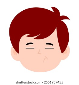 Red hair. Colorful flat vector emoticon face illustration isolated on white background