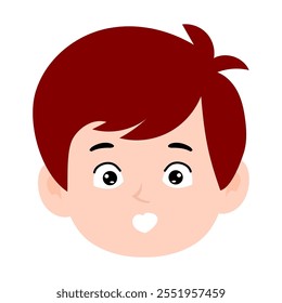 Red hair. Colorful flat vector emoticon face illustration isolated on white background