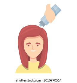 Red hair colouring icon cartoon vector. Woman color. Girl long hairstyle