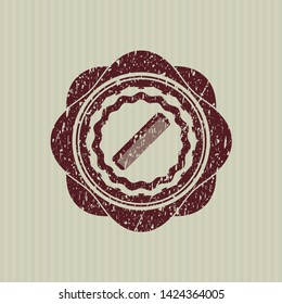Red hair comb icon inside distress rubber seal with grunge texture