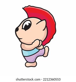 Red Hair Cute Cartoon Character Mascot Flat Design Cute Funny Fun