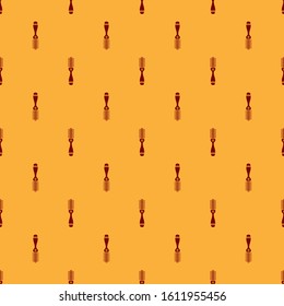 Red Hair dryer icon isolated seamless pattern on brown background. Hairdryer sign. Hair drying symbol. Blowing hot air.  Vector Illustration