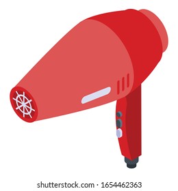 Icono de secador de pelo rojo. Isométrico icono vectorial del secador rojo para el diseño web aislado en fondo blanco