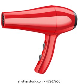 Red Hair Dryer - Vector Illustration