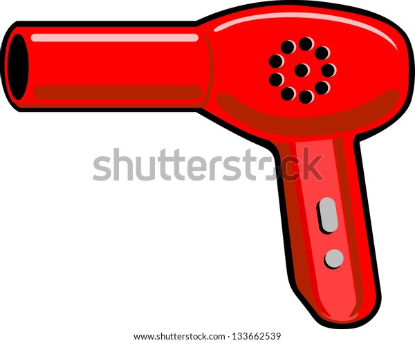 Red Hair Dryer Vector Illustration Stock Vector (Royalty Free) 133662539