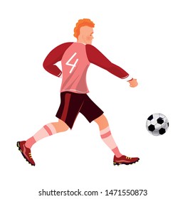 Red hair fashion modern soccer player dribbling