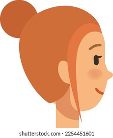 Red hair girl cartoon head side view