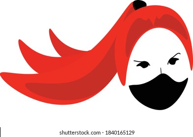 Red hair girl wearing a black face mask logo vector