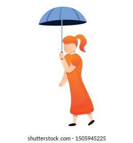 Red hair lady with umbrella icon. Cartoon of red hair lady with umbrella vector icon for web design isolated on white background