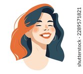 Red Hair Woman  Flat Icon Isolated On White Background