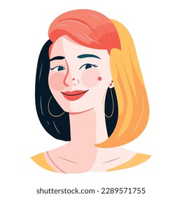 Red Hair Woman  Flat Icon Isolated On White Background