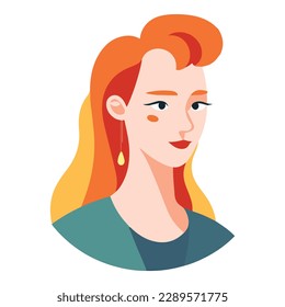 Red Hair Woman  Flat Icon Isolated On White Background