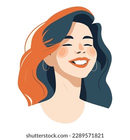 Icono Plano De La Mujer Del Pelo Rojo Aislado En Fondo Blanco