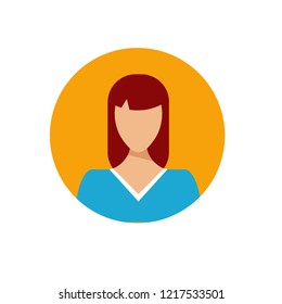 Red hair woman icon. Woman user logo.