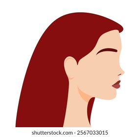 red hair woman silhouette, abstract woman illustration, vector