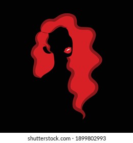 Red Hair Young girl having big lips vector icon, Illustration.