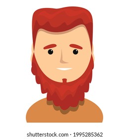 Icono de barba de pelo rojo. Caricatura del icono del vector de barrido de pelo rojo con barba para el diseño web aislado en fondo blanco
