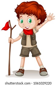 A red haired boy wearing a scout outfit