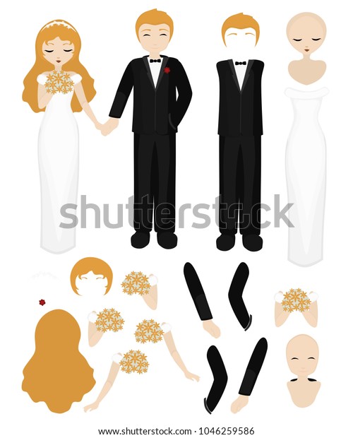 Red Haired Bride Groom Paper Dolls Royalty Free Stock Image