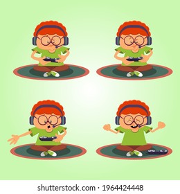 red haired child with control playing video game