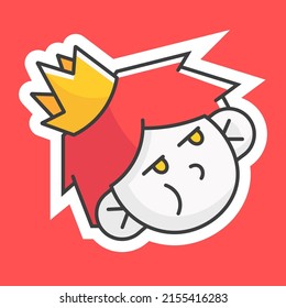 red haired king sticker with crown