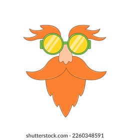 Red haired Man in Bright Yellow Green Glasses with a Beard Irish St. Patrick's Day