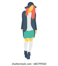 
Red haired Model Color Vector Icon 
