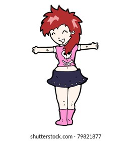 Red Haired Rock Chick Cartoon