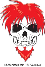 Red Haired Skull with Beard