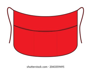 Red Half Apron Template Vector On White Background.