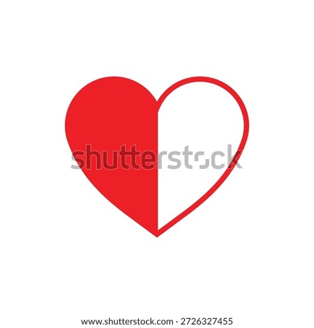 Red Half Heart Outline Minimal Icon