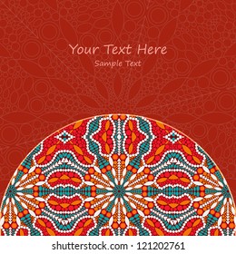 Red Half Mandala Decor Element at the Bottom of Invitation Card