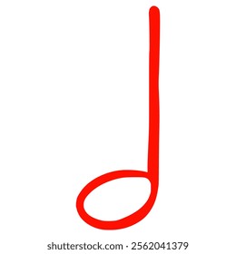 red half note music sign illustration hand drawn isolated vector