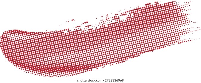 Traçado de pincel de meio-tom vermelho com textura pontilhada em plano de fundo branco. Passar tinta dinâmica cria um sotaque moderno em negrito. Perfeito para cartazes, banners, marcas e sobreposições de design gráfico.
