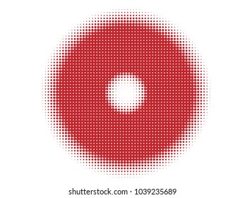 Red halftone circles, dots pattern, vector, grunge. Comic texture background. Monochrome half-tone. Circle halftone Dots, color geometric gradient for pop art designs.