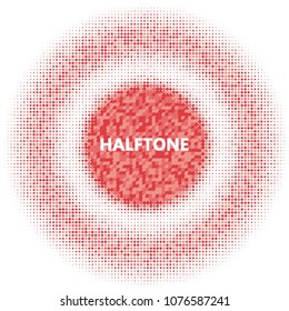 Red halftone circles, dots pattern, vector, grunge. Comic texture background. Monochrome half-tone. Circle halftone Dots, colorful geometric gradient for pop art designs.
