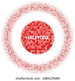 Red halftone circles, dots pattern, vector, grunge. Comic texture background. Monochrome half-tone. Circle halftone Dots, colorful geometric gradient for pop art designs.