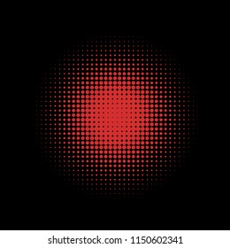 Red halftone circles, dots pattern, vector, grunge. Comic texture background. Monochrome half-tone. Circle halftone Dots, colorful and black geometric gradient for pop art designs.