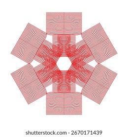 Mandala de diseño semitono rojo. Páginas fáciles de libros para colorear de mandala para que los adultos se relajen, las experiencias dan alivio. Archivo de Vector de tamaño variable