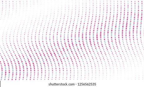 red halftone dot overlay wavy curve pattern