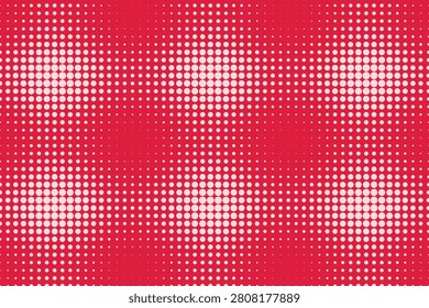 Red halftone dot pattern with white geometric grid overlay dots