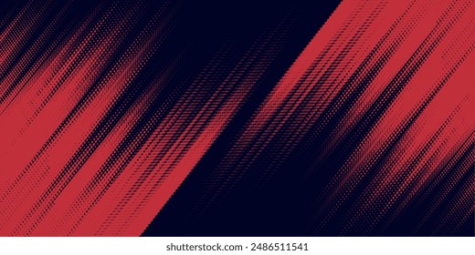 Red halftone dots blue color pattern gradient grunge texture background. Red halftone dot pop art comic style vector illustration, eps10.