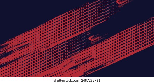 Red halftone dots blue color pattern gradient grunge texture background. Dot pop art comic sport style vector illustration vector redd dots grunge halftone