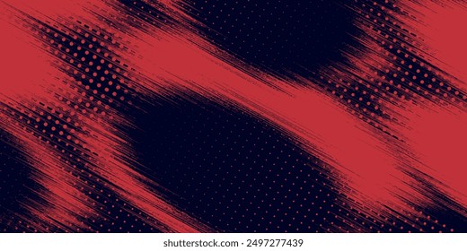 Red halftone dots blue color pattern gradient grunge texture background. Dot pop art comic sport style vector